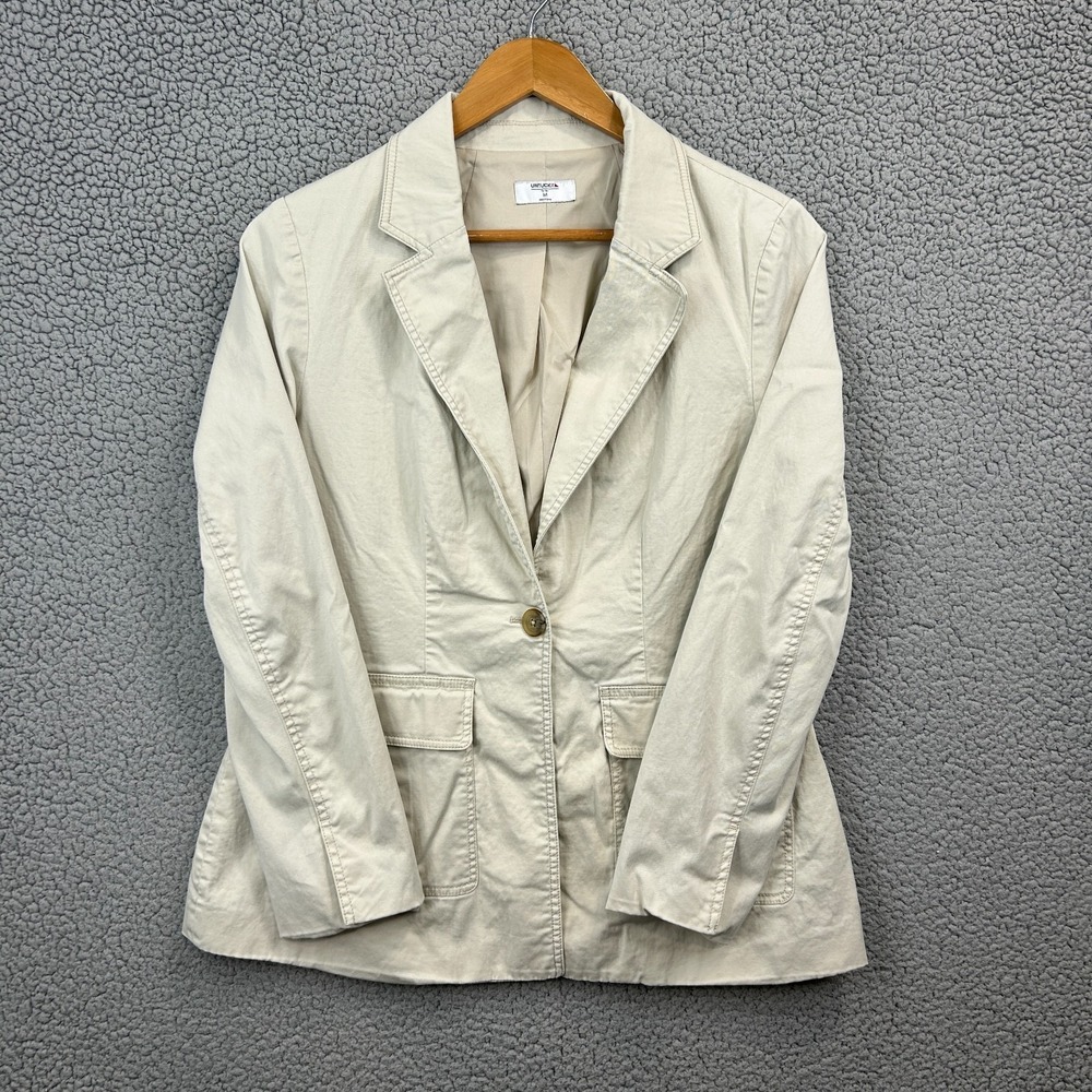 Untuckit Womens Farrell Blazer‎ Size Medium Beige Pockets
